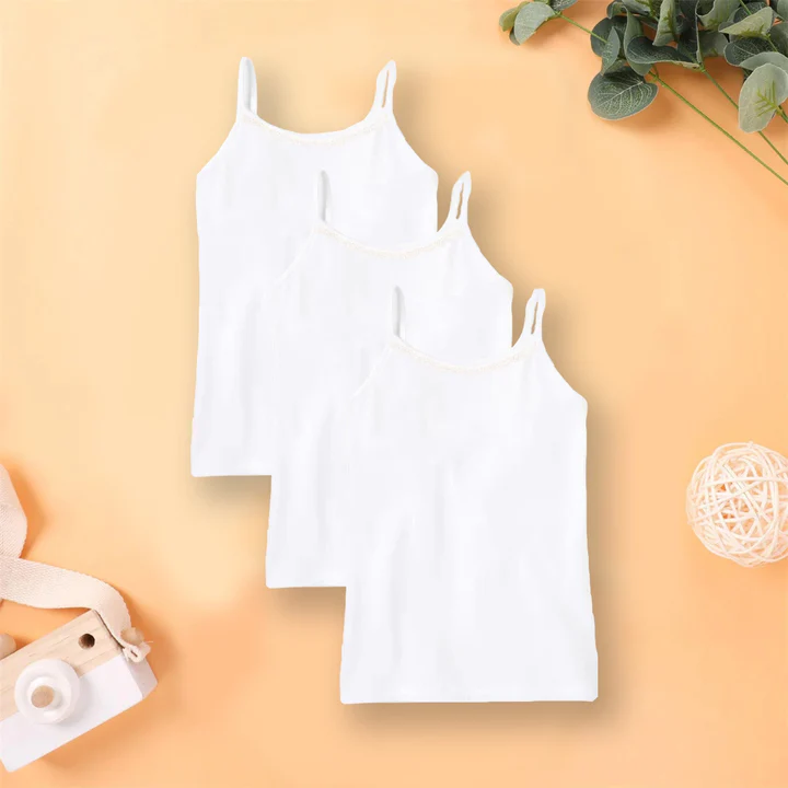 Kids' White Cotton Camisole - Image 3