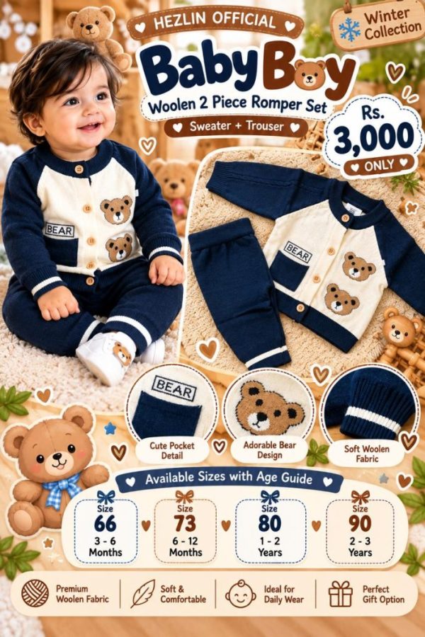 Baby Boy Woollen 2-Cord Set – Sweater & Trouser